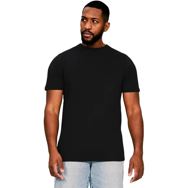Image of Casual Classics Mens Combed Ringspun Cotton Tall & Slim T-Shirt in Black Size: Large Black Male L
