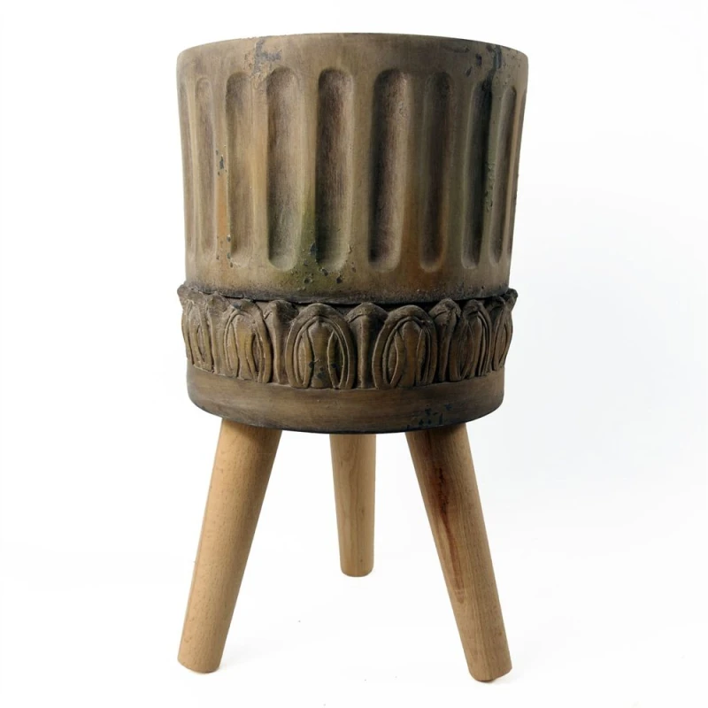 Image of Leaf Large Planters Plant Pots Zandi Roman fibreglass composite 40cm x 21.5cm Botanik Dark Brown
