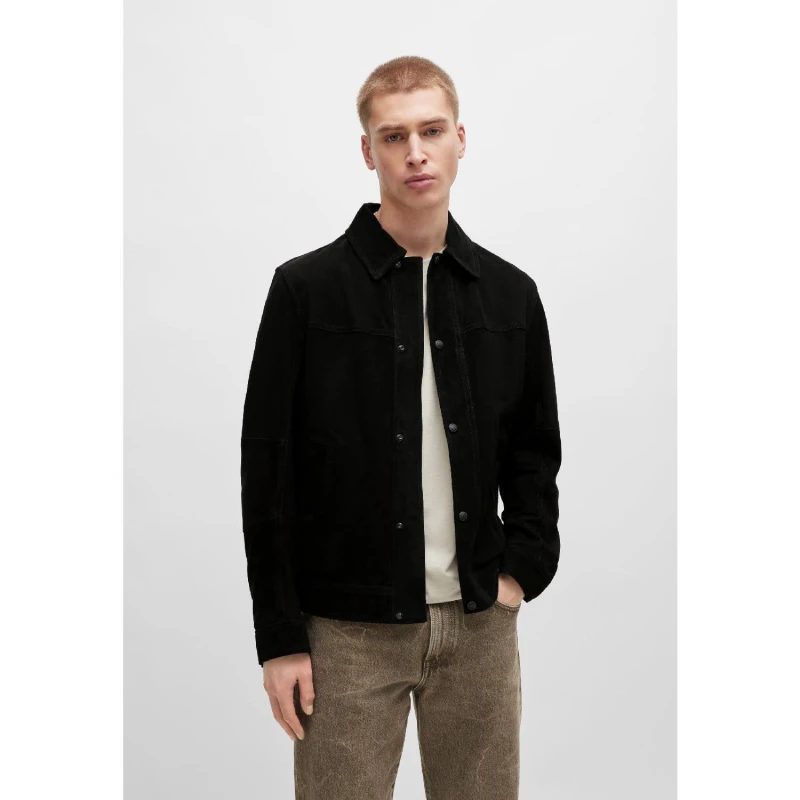Image of Boss Jomister Suede Bomber Jacket Black male 3XL