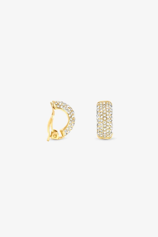Image of Jon Richard Womens Gold Plated Crystal Hoop Clip Earrings Gold Female One Size