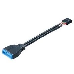 Image of Akasa AK-CBUB19-10BK USB 2.0 Internal 9-Pin Header (M) to USB 3.0 19-Pin (M) 0.10m Black Retail Packaged Internal Converter...