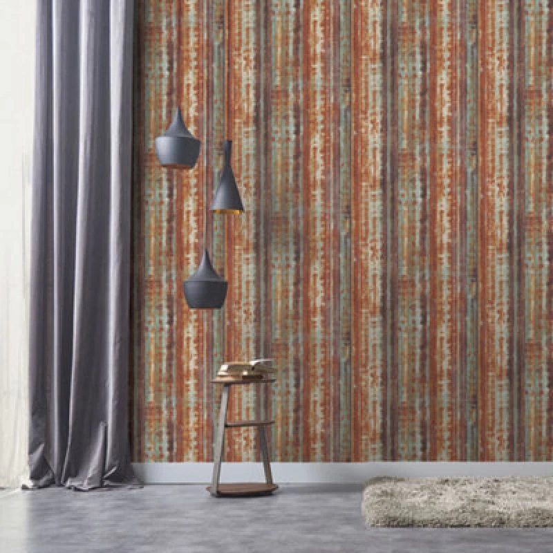Image of Galerie Grunge Orange Blue Gold Metal Sheet Smooth Wallpaper