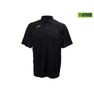 Image of Apache Langley Black Performance Polo Shirt - L (41/43in)