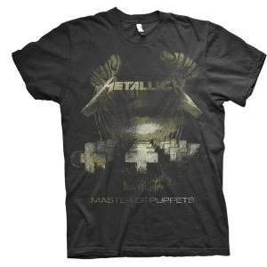 Image of Metallica - Master of Puppets Distressed Unisex Large T-Shirt - Black