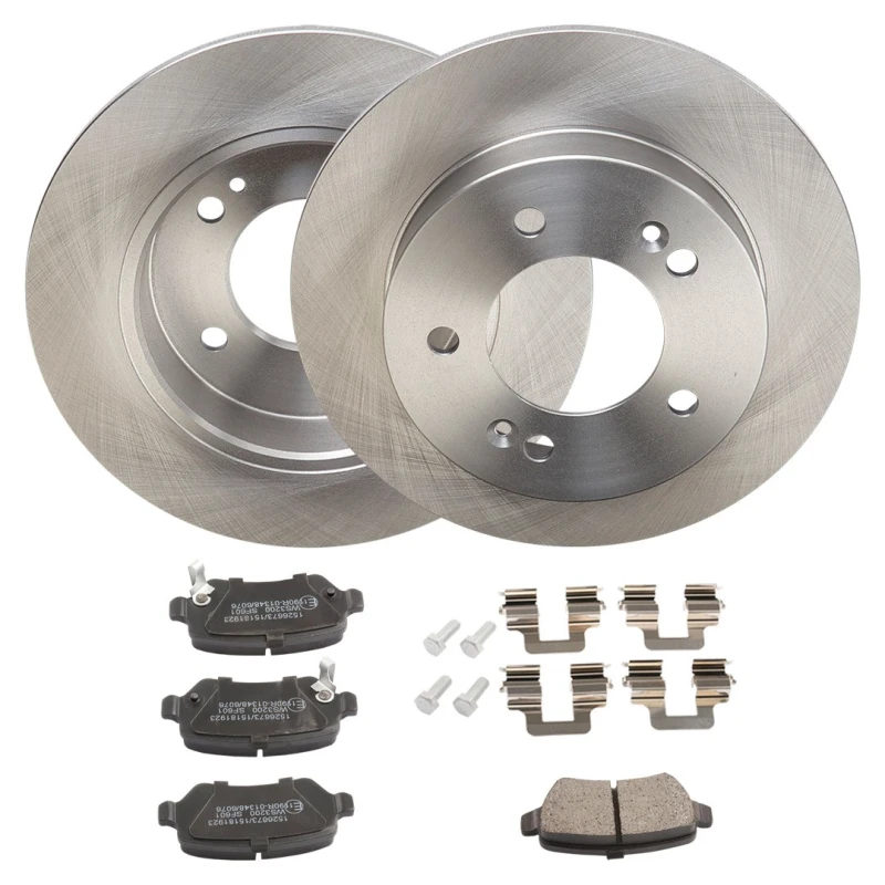 Image of RIDEX 3405B2381 Brake disc and pads set Rear Axle, Brake Disc Type: Solid, with acoustic wear warning Brake Set,disc brakes (3405)
