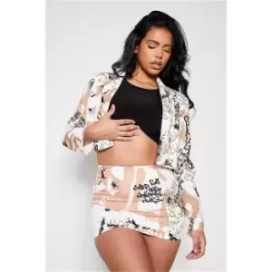 Image of I Saw It First White All Over Newspaper Print Micro Mini Skirt - White