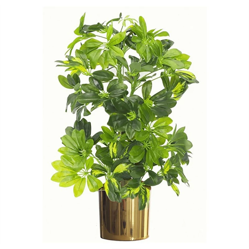 Image of Unbranded Realistic 75cm Artificial Arboricola Gold Capella Plant in Gold Metal Planter