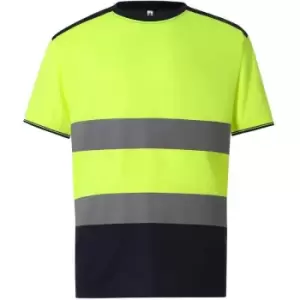Image of Yoko Mens Two Tone Hi-Vis T-Shirt (L) (Yellow/Navy) - Yellow/Navy