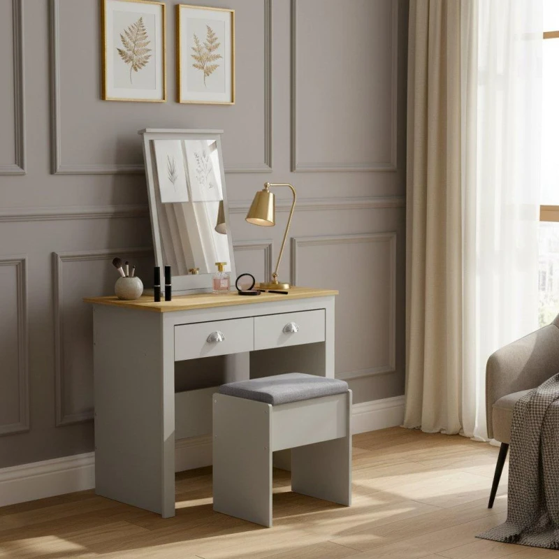 Image of Jack Wills Lancaster 2 Drawer Dressing Table Set Grey unisex One Size