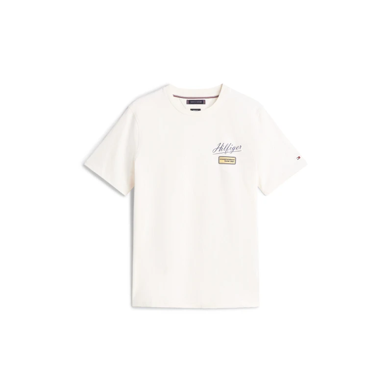 Image of Tommy Hilfiger Mens Modern Athletic Badge T-Shirt Ivory Petal male M