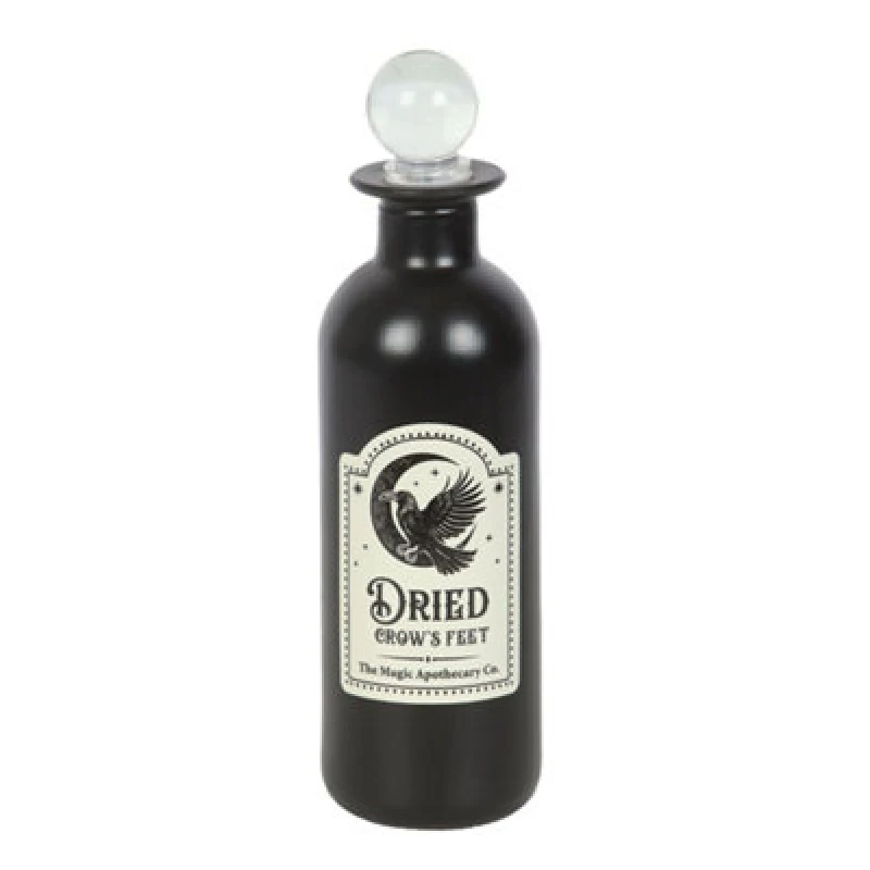 Image of Something Different Something Different Dried Crow's Feet Glass Potion Bottle in Black One Size Unisex 5063703729079