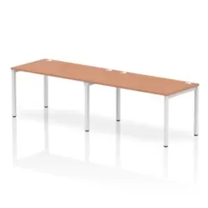 Image of Impulse Bench Single Row 2 Person 1400 White Frame Office Bench Desk Beech