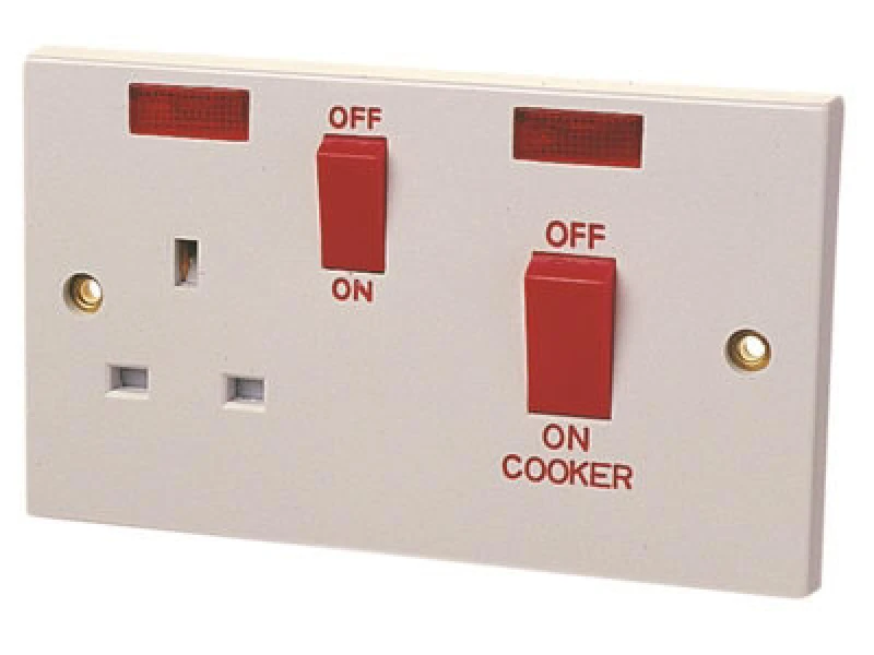 Image of Dencon 4457Nb Double Pole Switch 45A With Switched Socket 13A Dcn4457Nb