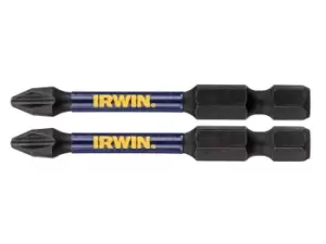 Image of Irwin Impact Pro Performance Phillips Screwdriver Bits PH2 57mm Pack of 2