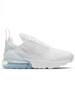 Image of Nike Air Max 270 Childrens Trainers - White/Silver, White/Silver, Size 10