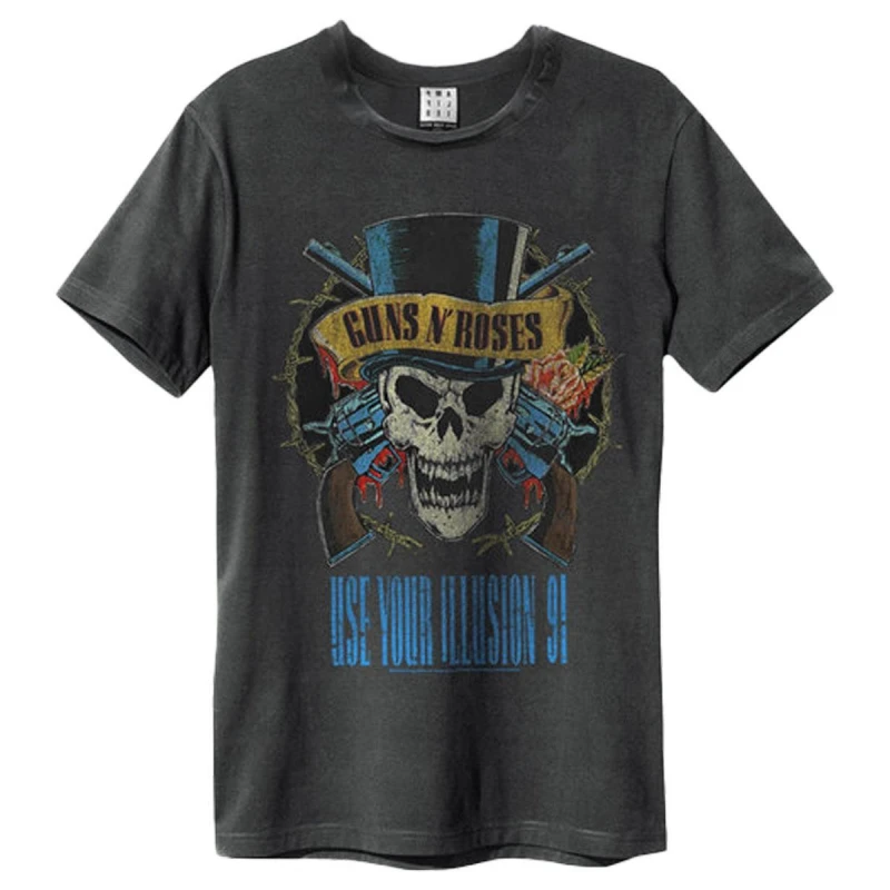 Image of Amplified Amplified Men Use Your Illusion Tour 1991 North America Guns N Roses T-Shirt in Charcoal Size: Small Charcoal S Male 5063470408016