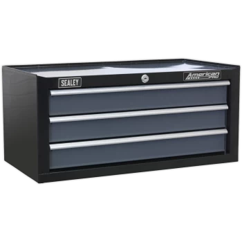 image of Sealey American Pro 3 Drawer Mid Tool Chest Black / Grey