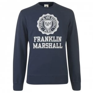 image of Franklin and Marshall Stamp Logo Sweatshirt - Navy