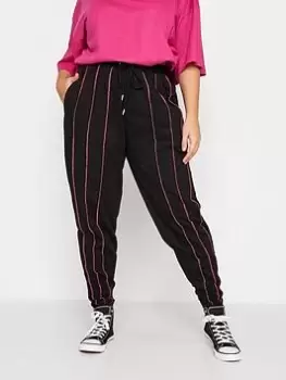 Image of Yours Overlock Contrast Jogger - Black, Size 16, Women