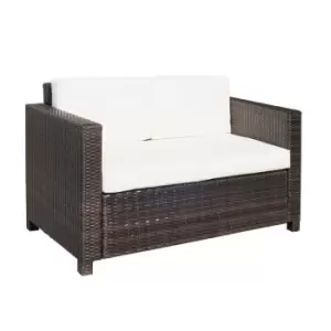 Image of Outsunny Wicker 2 Seater Rattan Sofa - Brown