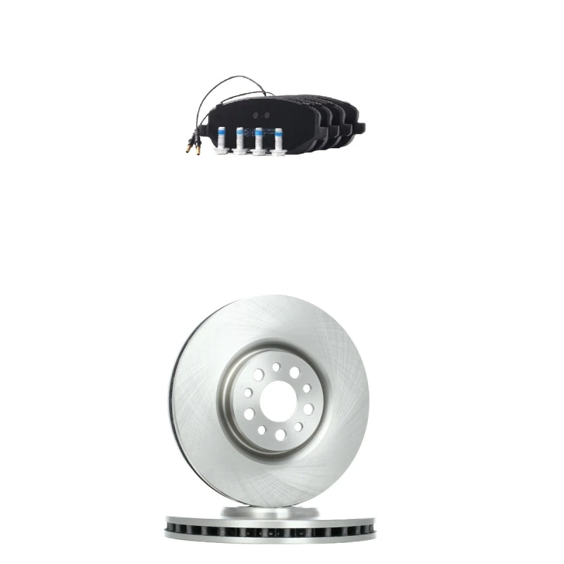 Image of RIDEX 3405B3075 Brake disc and pads set Front Axle, Brake Disc Type: internally vented, with integrated wear sensor Brake Set,disc brakes (3405)