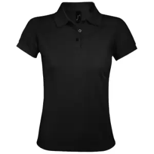 image of SOLs Womens/Ladies Prime Pique Polo Shirt (3XL) (Black)