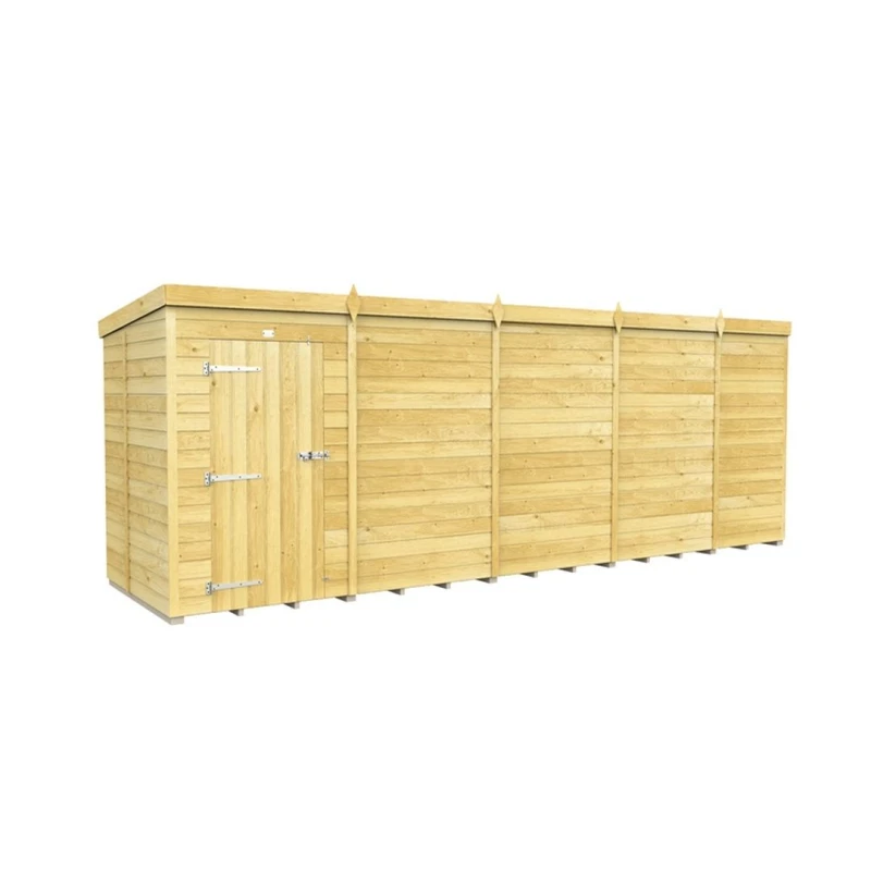 Image of Buttercup Farm 19 x 5 Feet Pent Shed - Single Door W/O Window - L147 x W560 x H201cm in Brown Brown Unisex
