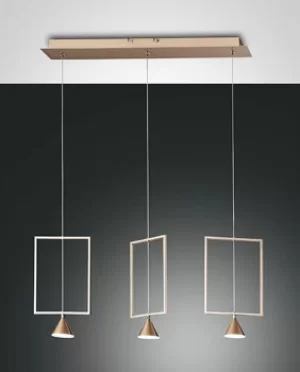 image of Sirio LED Straight Bar Pendant Ceiling Light Gold Matt Glass