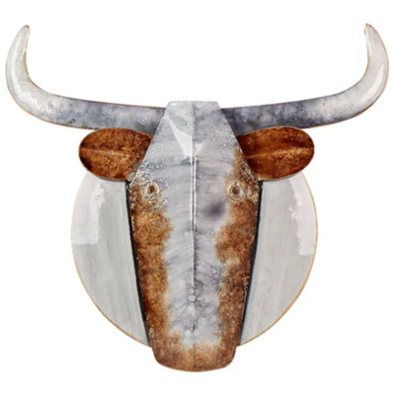 Image of Beliani Wall Decor Bull Erbium Metal 41cm Grey
