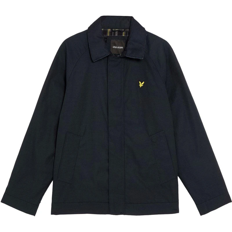 Image of Lyle and Scott Mens Tartan Lined Water-Resistant Harrington Jacket Dark Navy male XL