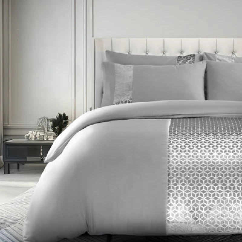 Image of Velosso Silver Sephora Duvet Cover And Pillowcase Set Single