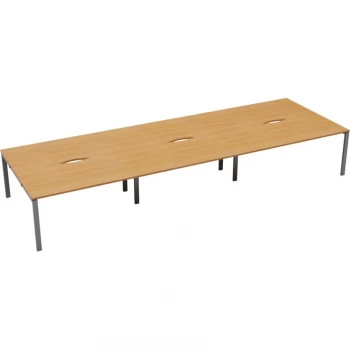 Image of 6 Person Double Bench Desk 1400X800MM Each - Silver/Beech