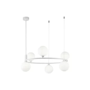 image of Ring Ceiling Pendant Lamp White, 6 Light, G9