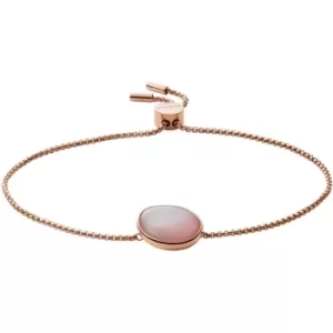 Image of Agnethe Rose-Tone Stainless Steel Mother of Pearl Chain Bracelet