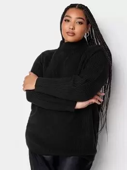 Image of Yours Mixed Rib Jumper Black, Size 14-16, Women
