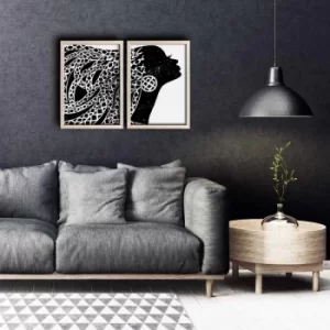 Image of 2PKCT-004 Multicolor Decorative Framed MDF Painting (2 Pieces)