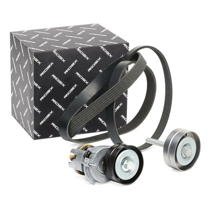 Image of RIDEX 542R0449 V-ribbed belt set Check alternator freewheel clutch & replace if necessary V-Ribbed Belt Set (542)