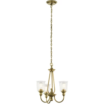 Image of Elstead - Waverly 3 Light Chandelier, Natural Brass, E27