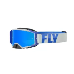 image of FLY Racing Zone Pro Goggle Grey Blue W Sky Blue Mirroroke Lens