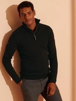 Image of Superdry Merino Henley Jumper - Black Size M Men