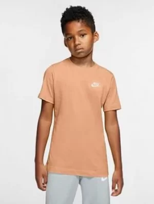 image of Nike Boys Nsw Tee Embroidered Futura Classic Tee, Orange, Size L=12-13 Years