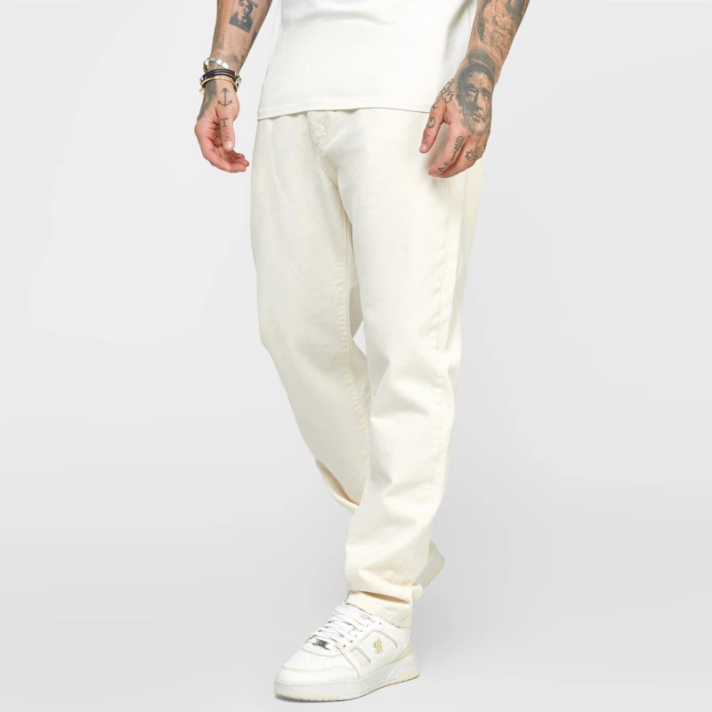 Image of SikSilk Straight Legged Jeans Mens - Cream Cream XS