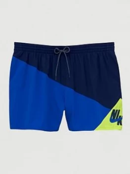 image of Nike Swim Plus Size 5" Logo Jackknife Swim Shorts - Navy/Blue/Yellow, Navy/Blue/Yellow, Size 2XL, Men