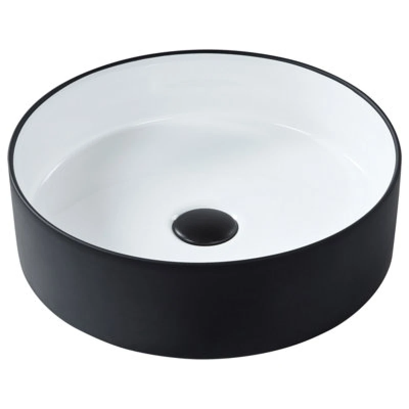 Image of Beliani Countertop Basin Tebar 400 mm Ceramic Black/ White