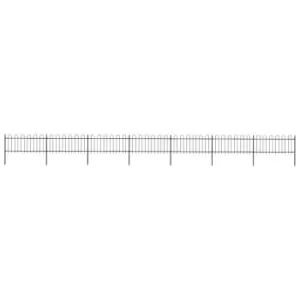 Image of Vidaxl Garden Fence With Hoop Top Steel 11.9X0.8 M Black