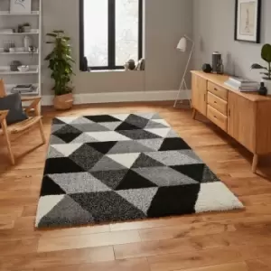 Image of Royal Nomadic 7611 Black White 200cm x 290cm Rectangle - Black and Ivory