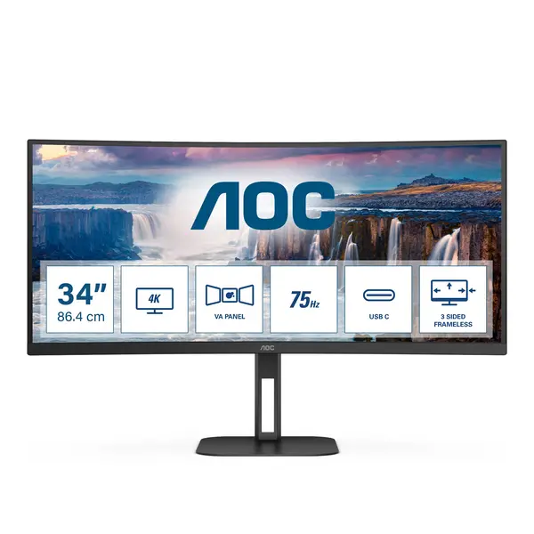 Image of AOC 34" CU34V5C Wide Quad HD LED Monitor
