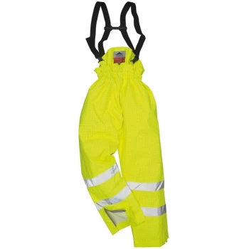 Image of Portwest - S781YERL - sz L Bizflame Rain Lined- Hi-Vis Antistatic FR Trouser - Yellow