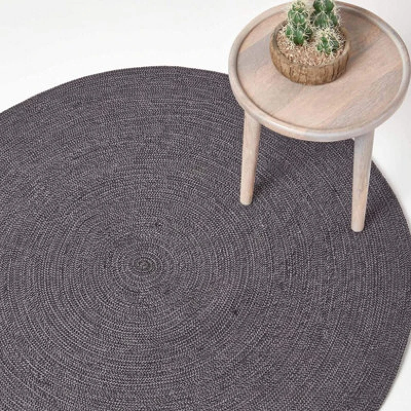 Image of Homescapes Melange Braided Round Rug Grey