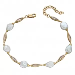 image of 9ct Keshi Pearl Station Yellow Gold Bracelet GB491W